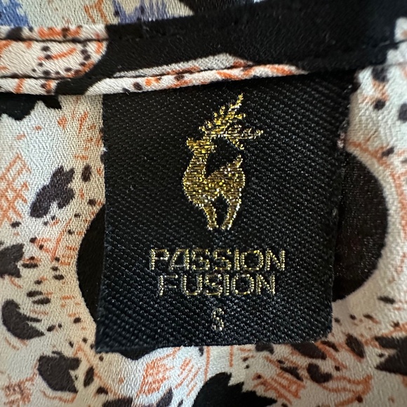 Passion Fusion Women's Small Multitone Bohemian Short Sleeves Mini Dress/Tunic - Picture 14 of 15